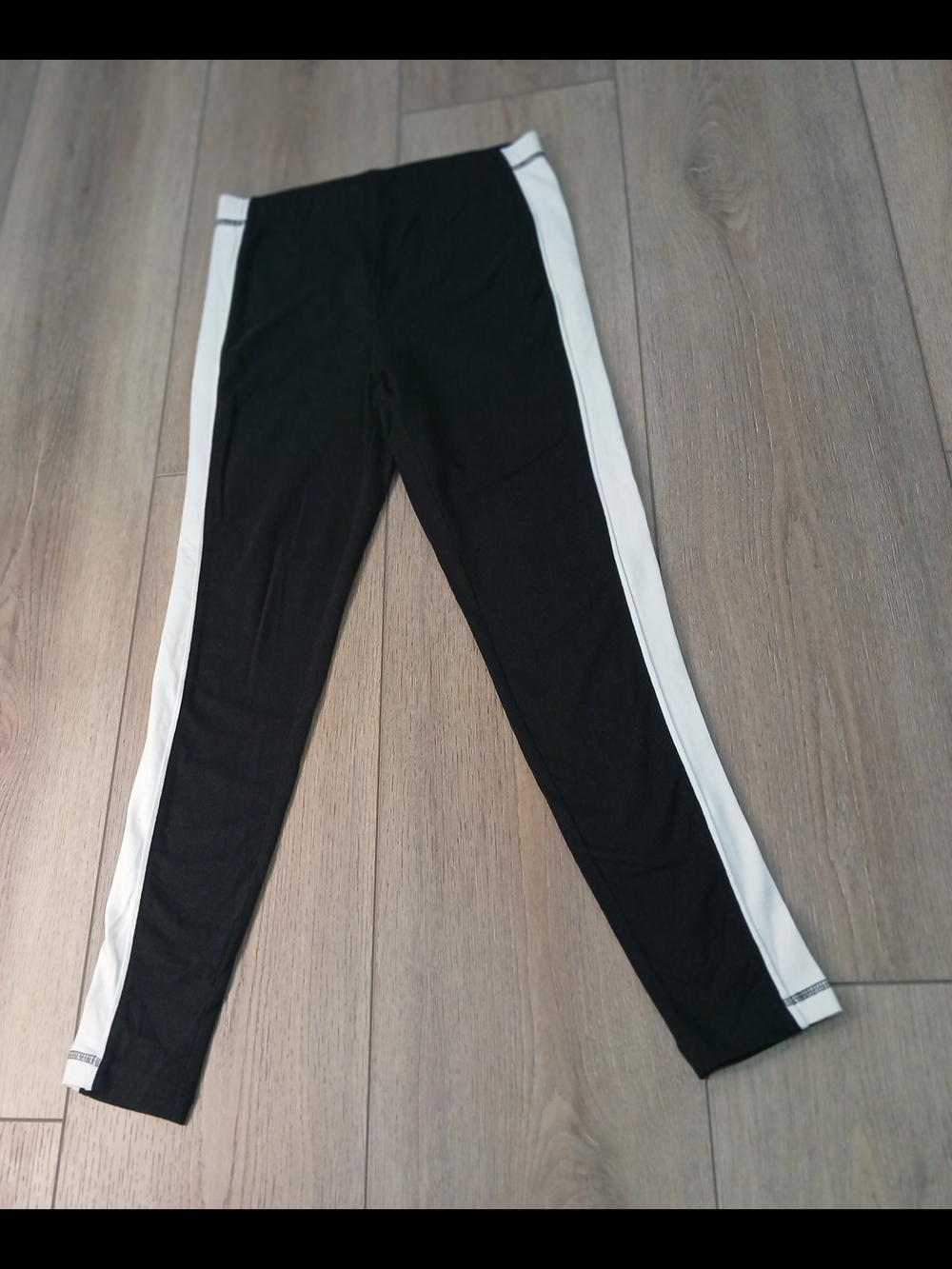George Black Leggings Women’s Medium White Side Stripe Stretch Athletic Pants - Picture 2 of 8